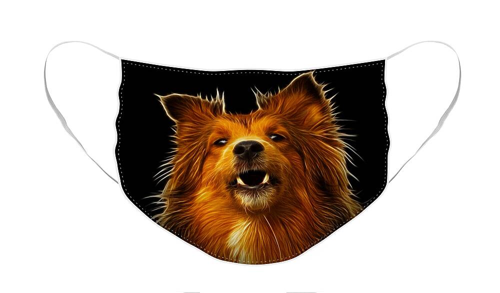 Sheltie Face Mask featuring the painting Sheltie Dog Art 0207 - BB by James Ahn