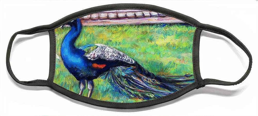 Peacock Face Mask featuring the painting Shimmer by Beverly Boulet