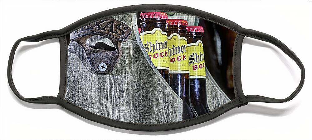 Shiner Bock Face Mask featuring the photograph Shiner Bock Texan for Beer by JC Findley