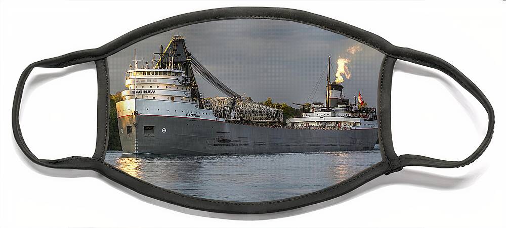 Ship Face Mask featuring the photograph Ship Saginaw -3163 Great Lakes Freighters by Norris Seward