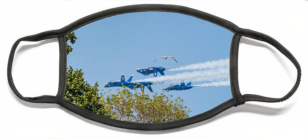 Blue Sky Face Mask featuring the photograph Show offs i'm out of here by Charles McCleanon