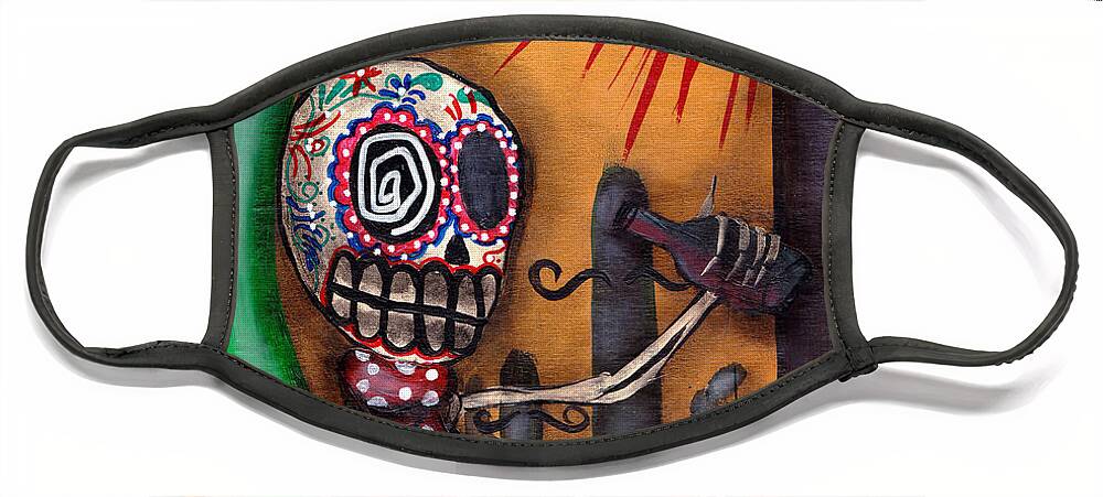 Day Of The Dead Face Mask featuring the painting Siesta by Abril Andrade