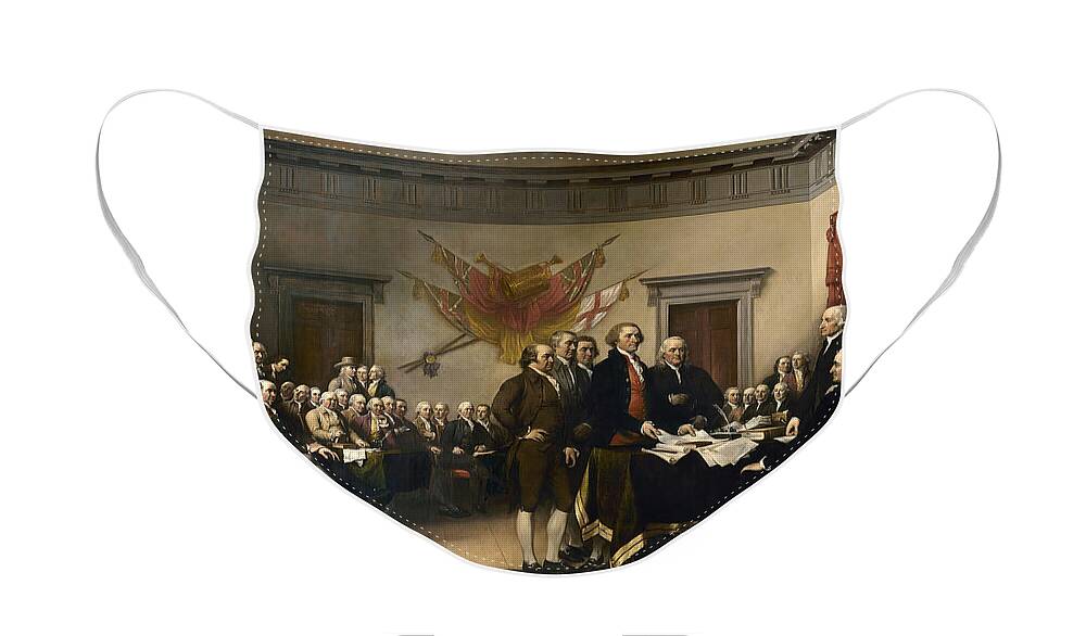 Declaration Of Independence Face Mask featuring the painting Signing The Declaration Of Independence by War Is Hell Store