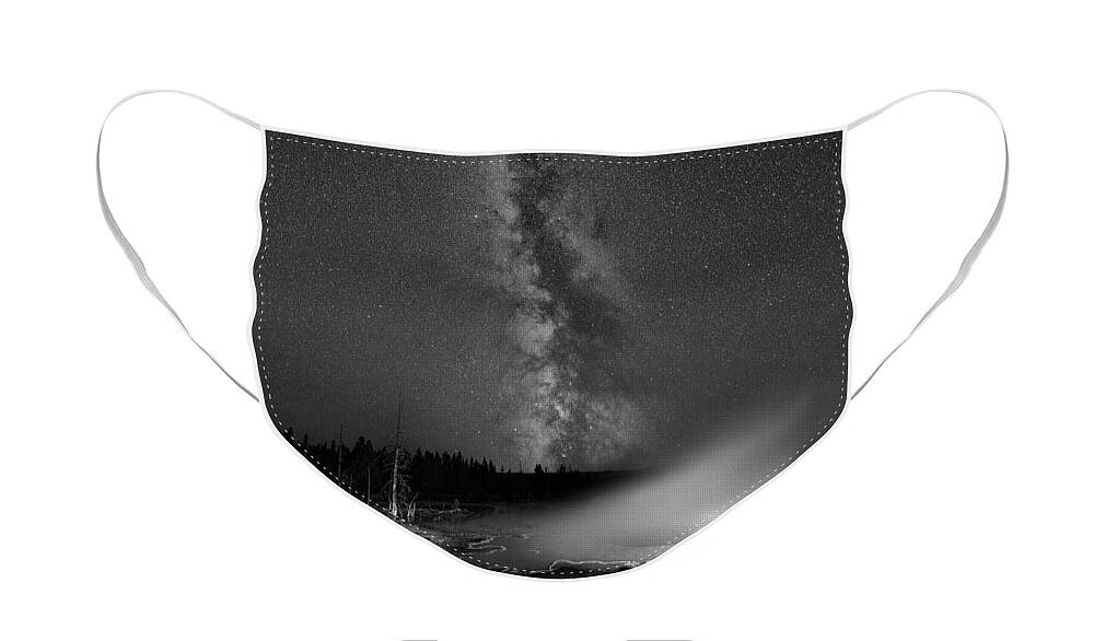 Silex Spring Face Mask featuring the photograph Silex Spring Milky Way BW by Michael Ver Sprill