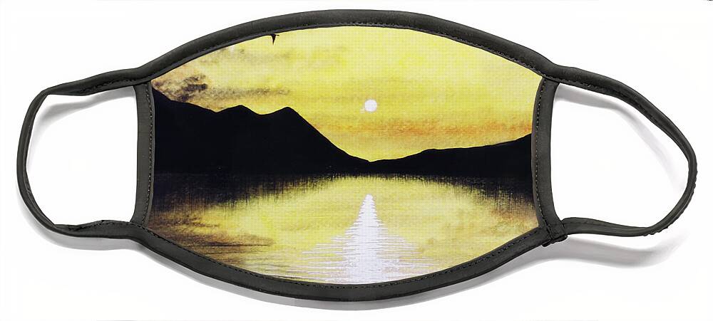 2d Face Mask featuring the painting Silhouette Lagoon by Brian Wallace
