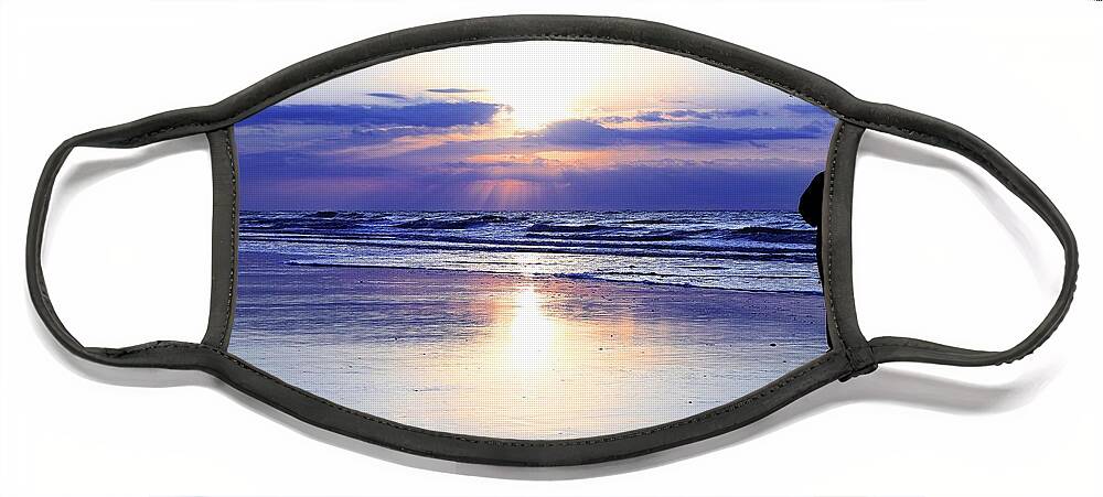 Carol R Montoya Face Mask featuring the photograph Silhouette Sunrise On the Atlantic Ocean by Carol Montoya