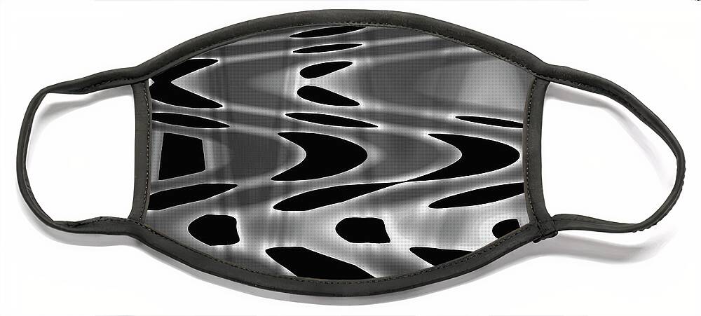 Abstract Face Mask featuring the digital art Silvery Abstraction BW by David Gordon