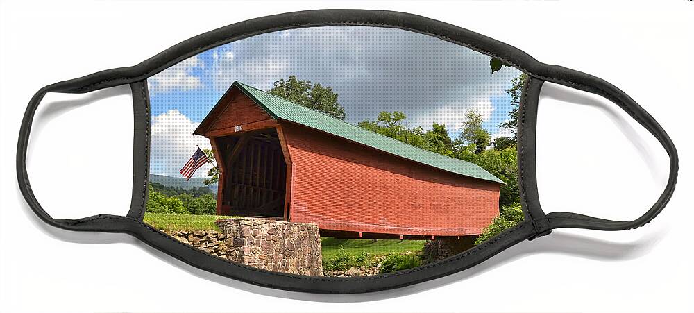 Sinking Creek Covered Bridge Giles County Virginia Face Mask featuring the photograph Sinking Creek Covered Bridge - Giles County Virginia by Kerri Farley