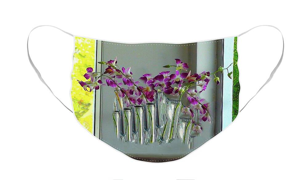 Flowers Face Mask featuring the digital art Sir Reel Beverly Buds 3 by Karen Francis