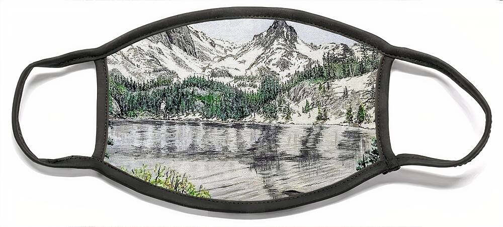 Sierra Nevada Face Mask featuring the painting Skelton Lake by Kevin Daly