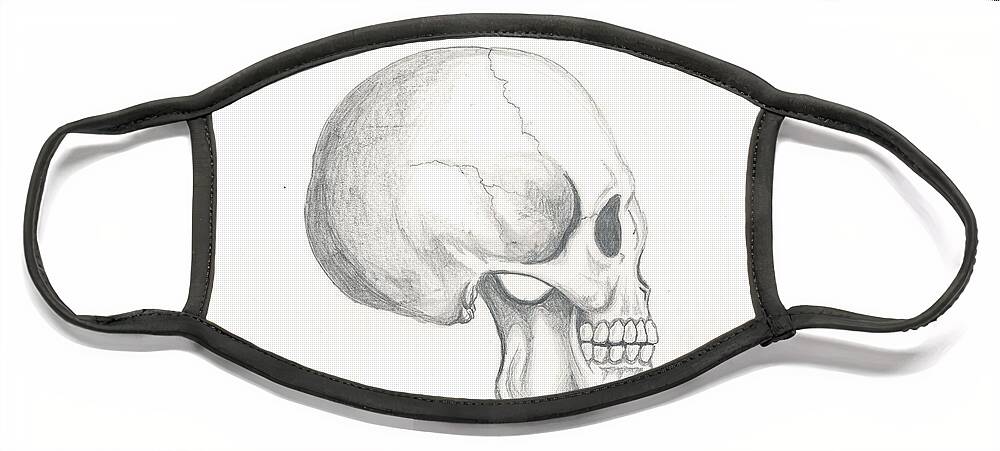 Pencil Face Mask featuring the drawing Skull Study by Reed Novotny