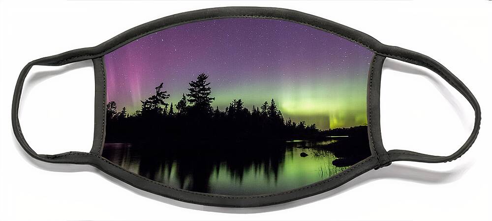Boundary Waters Face Mask featuring the photograph Sky Aglow by Paul Schultz