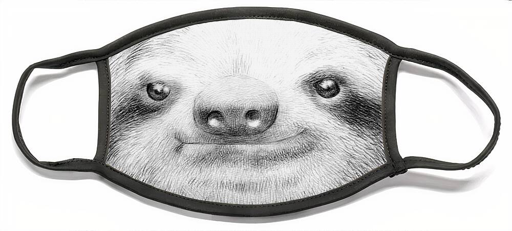 Sloth Face Mask featuring the drawing Sloth by Eric Fan