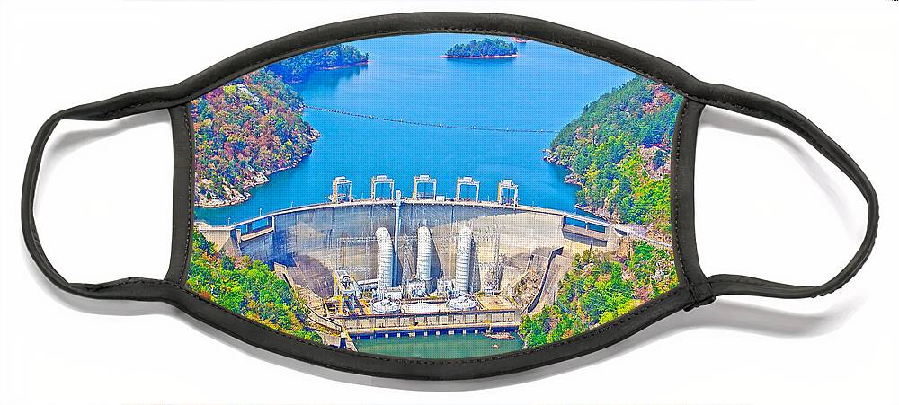 Smith Mountain Lake Dam Face Mask featuring the photograph Smith Mountain Lake Dam by The James Roney Collection