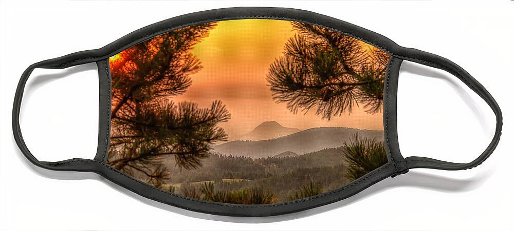 Smoke Face Mask featuring the photograph Smoky Black Hills Sunrise by Fiskr Larsen