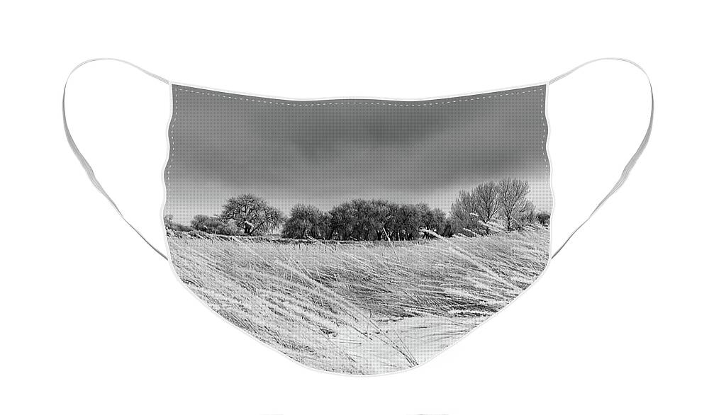 Landscape Face Mask featuring the photograph Snow and Frost Covered Plains by Tony Hake