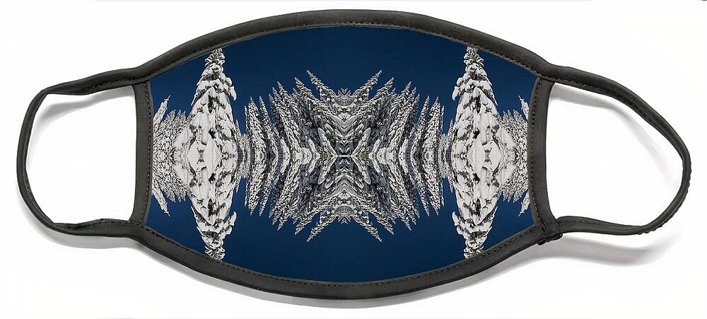 Frost Face Mask featuring the digital art Snow Covered Trees Kaleidoscope by Pelo Blanco Photo