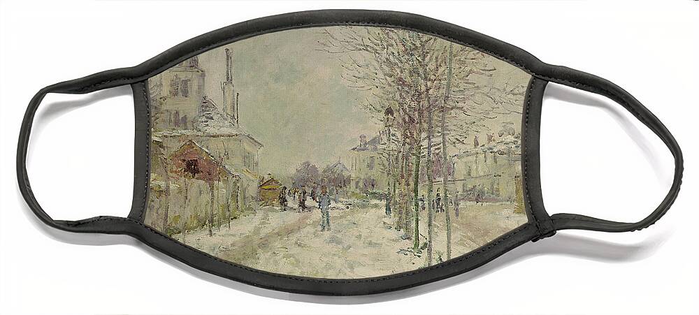 Snow Effect Face Mask featuring the painting Snow Effect by Monet by Claude Monet
