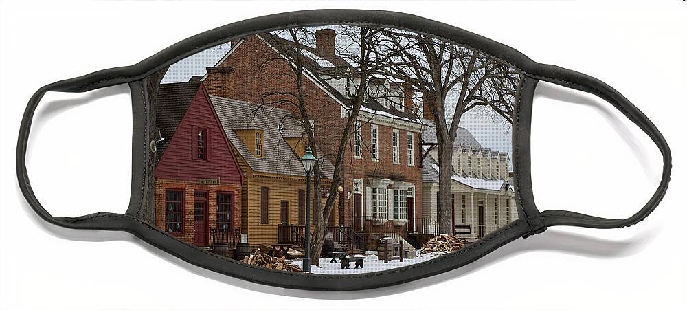 Colonial Williamsburg Face Mask featuring the photograph Snow in Colonial Williamsburg by Lara Morrison