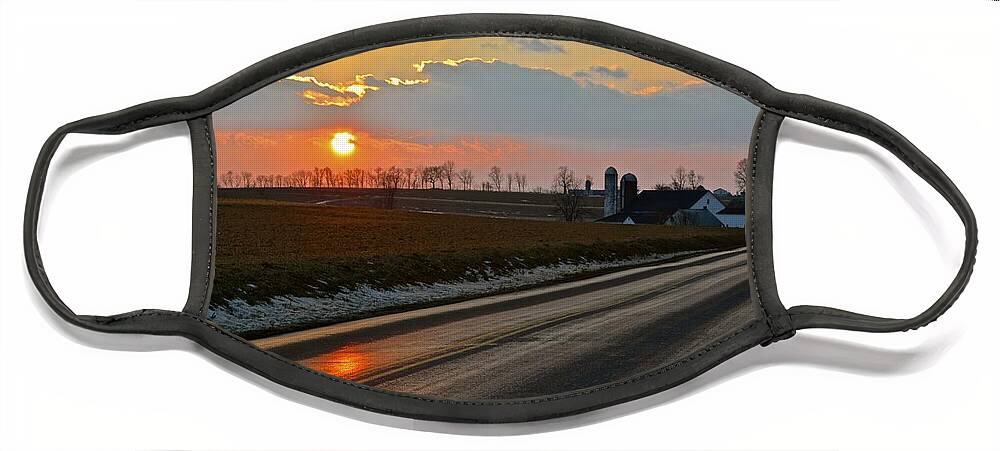 Sunset Face Mask featuring the photograph Snow Melt Reflections by Tana Reiff