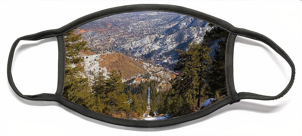 Climbing Face Mask featuring the photograph Snow on the Manitou Incline in Wintertime by Steven Krull