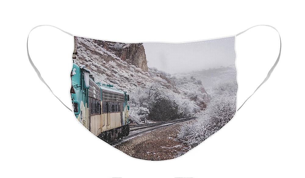 Arizona Face Mask featuring the photograph Snowy Verde Canyon Railroad by Andy Konieczny
