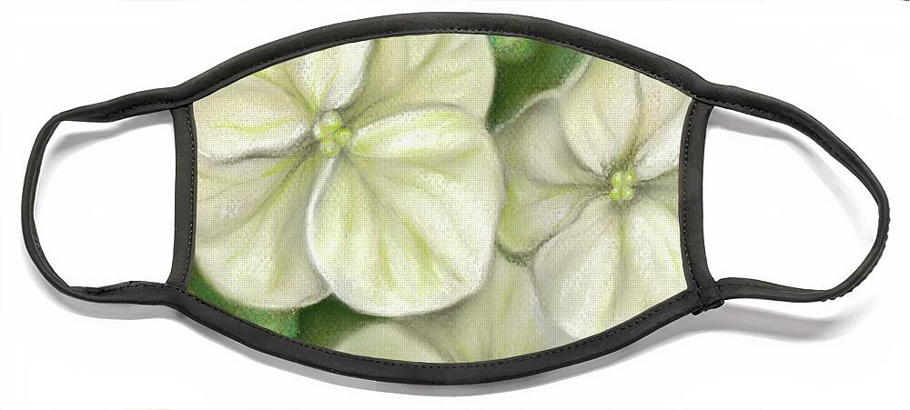Botanical Face Mask featuring the painting Soft Summer Hydrangea Blossoms by MM Anderson