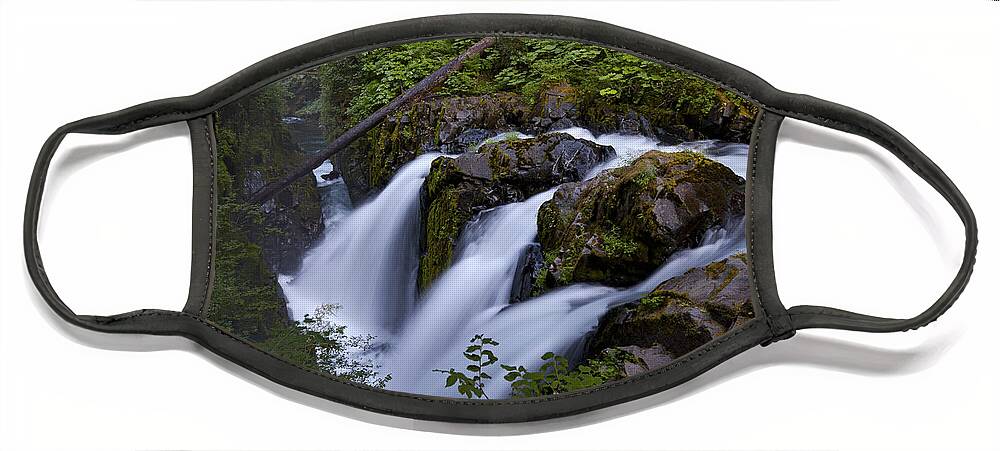 Cascade Face Mask featuring the photograph Sol Duc Falls in Olympic National Park by Rick Pisio