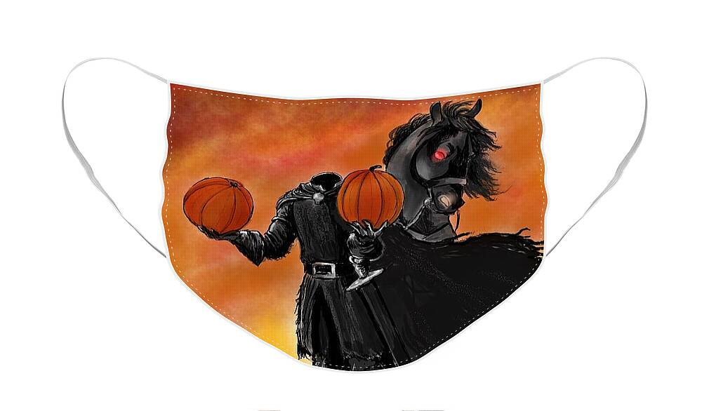 Headless Horseman Face Mask featuring the digital art Soon It Will Be All Hallows' Eve by Norman Klein