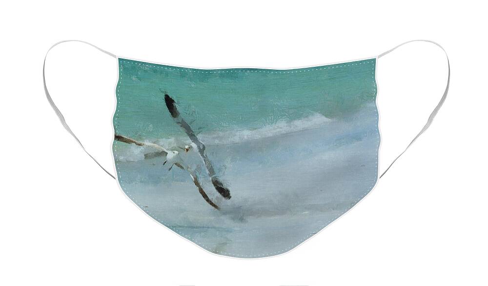Seagulls Face Mask featuring the photograph Sound of Seagulls by Claire Bull