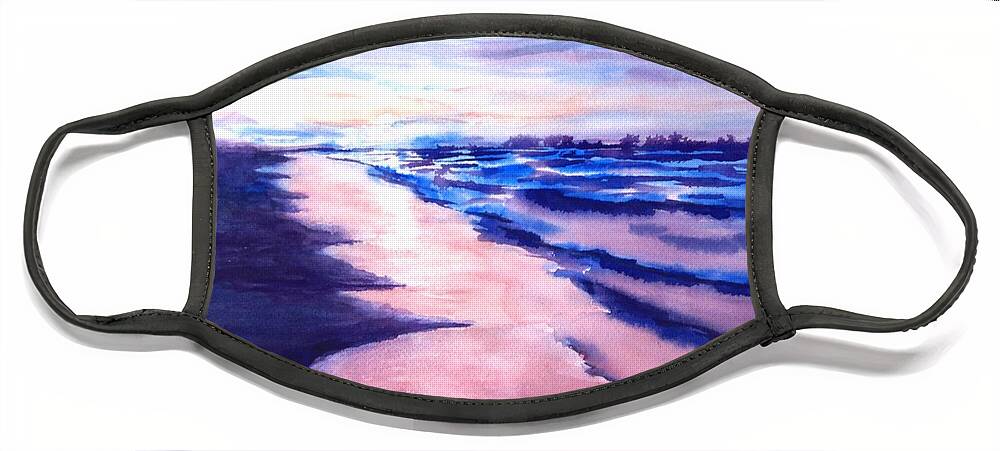 Beach Face Mask featuring the painting South Carolina Sunset by Petra Burgmann