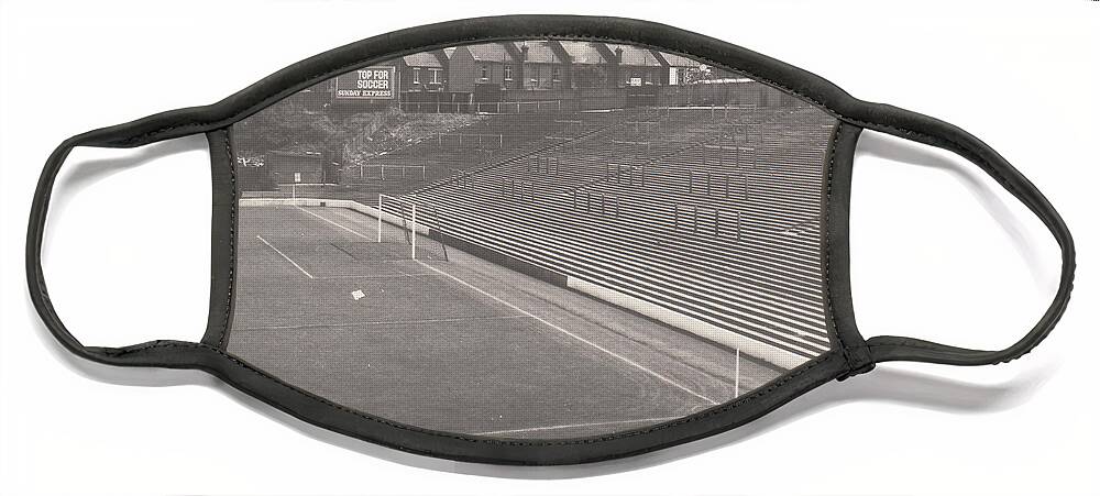  Face Mask featuring the photograph Southend United - Roots Hall - South End Terrace 1 - BW - 1960s by Legendary Football Grounds