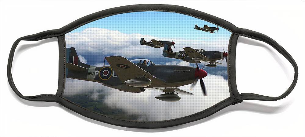 Raaf Face Mask featuring the digital art Southern Cross Mustangs by Mark Donoghue