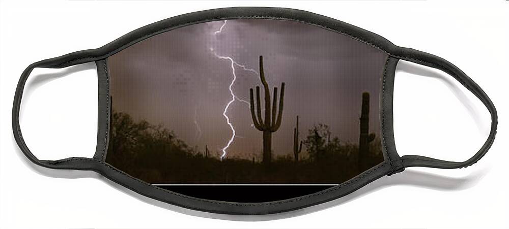 Lightning Face Mask featuring the photograph Southwest Desert Thunderstorm Progression by James BO Insogna