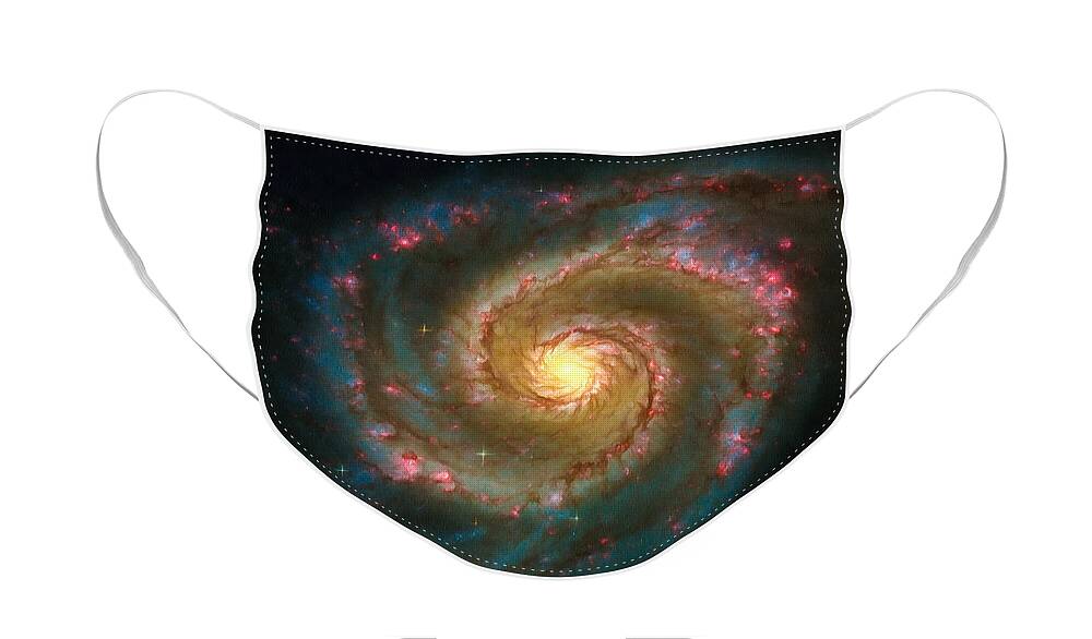 Spiral Galaxy Face Mask featuring the photograph Space image spiral galaxy M51 by Matthias Hauser