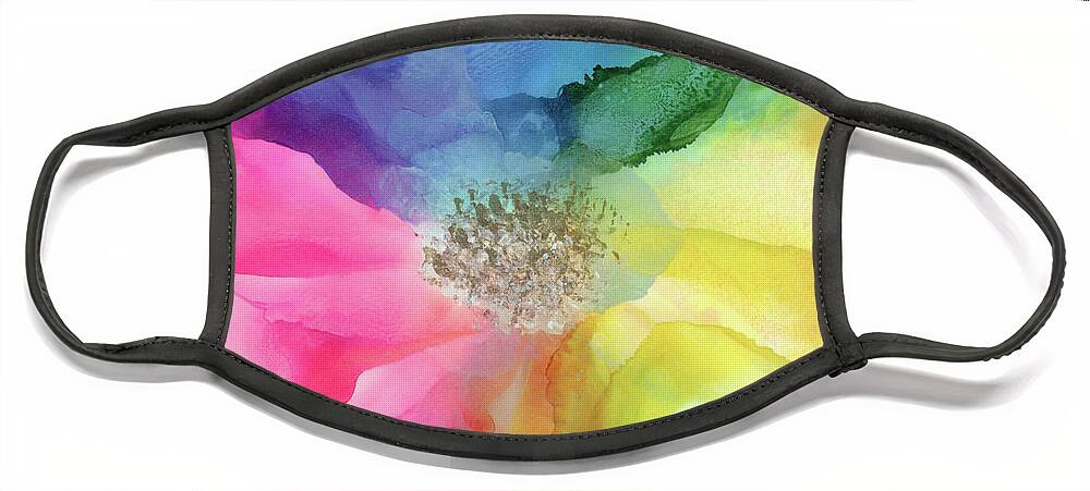 Flower Face Mask featuring the painting Spectrum of Life by Eli Tynan