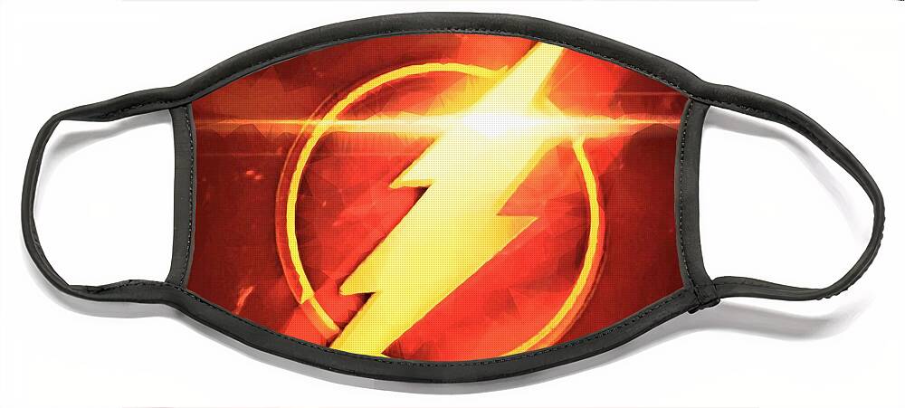 The Flash Face Mask featuring the digital art Speed Symbol by HELGE Art Gallery