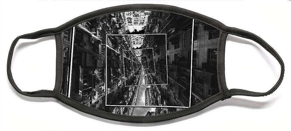 Black And White Face Mask featuring the digital art Spinning City by Phil Perkins