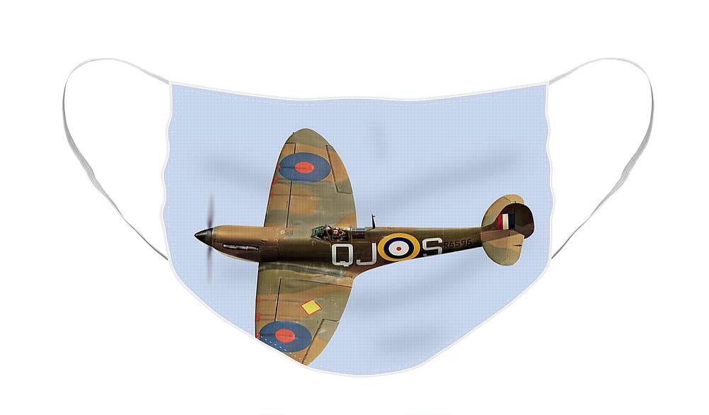 Spitfire Face Mask featuring the photograph Spitfire Mk 1 R6596 QJ-S by Gary Eason