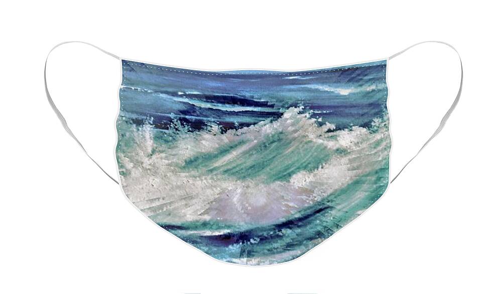 Wave Face Mask featuring the digital art Splash by Tracey Lee Cassin