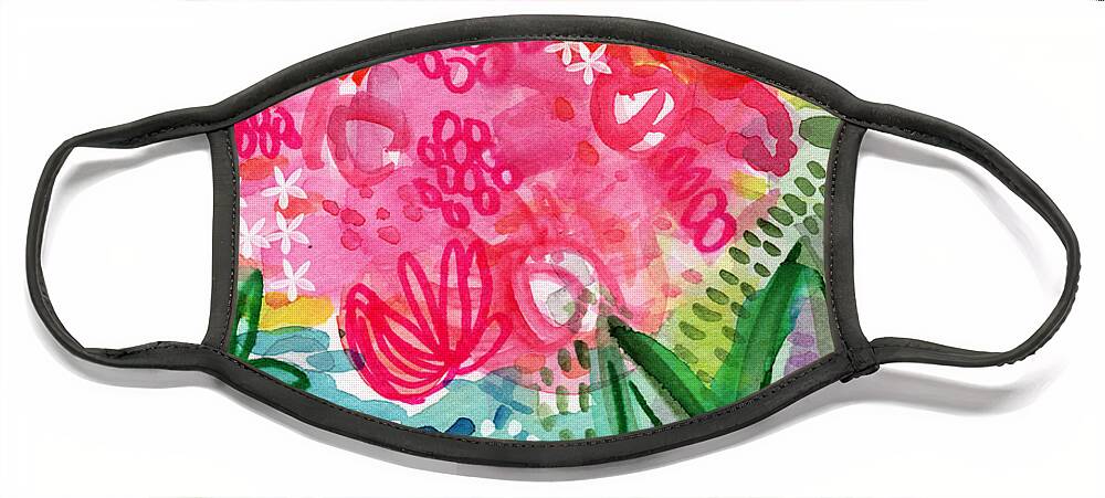 Flowers Face Mask featuring the painting Spring Garden- watercolor art by Linda Woods