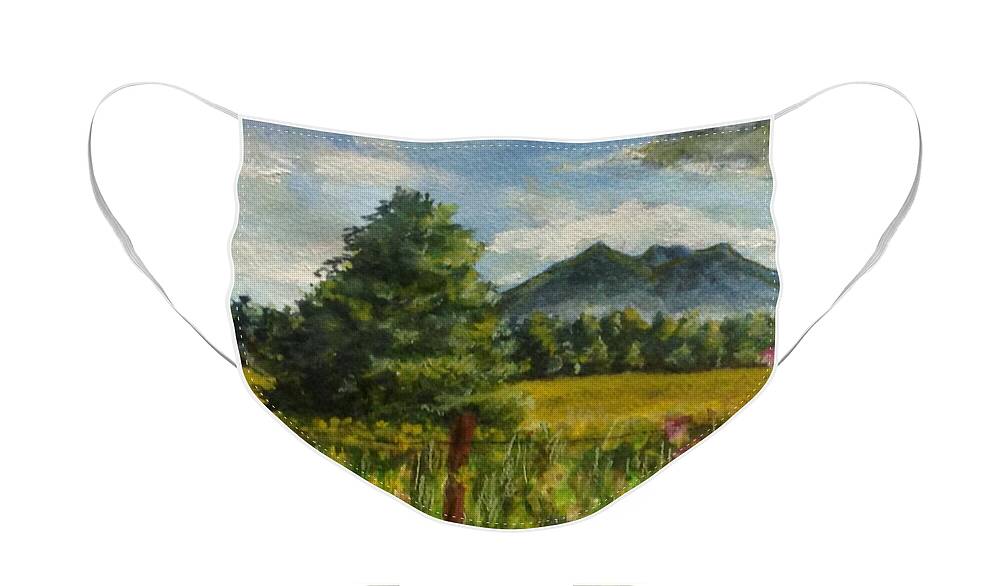 Flagstaff Face Mask featuring the painting Spring in the High Country by Cheryl Wallace