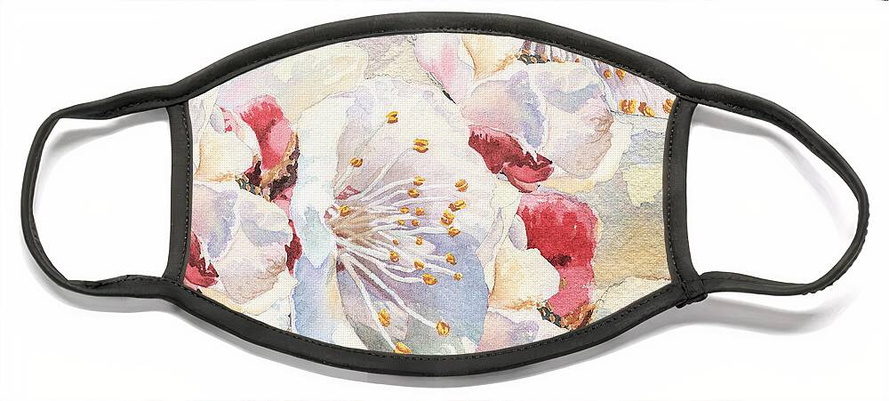 Spring Face Mask featuring the painting Spring Petals Abstract by Irina Sztukowski