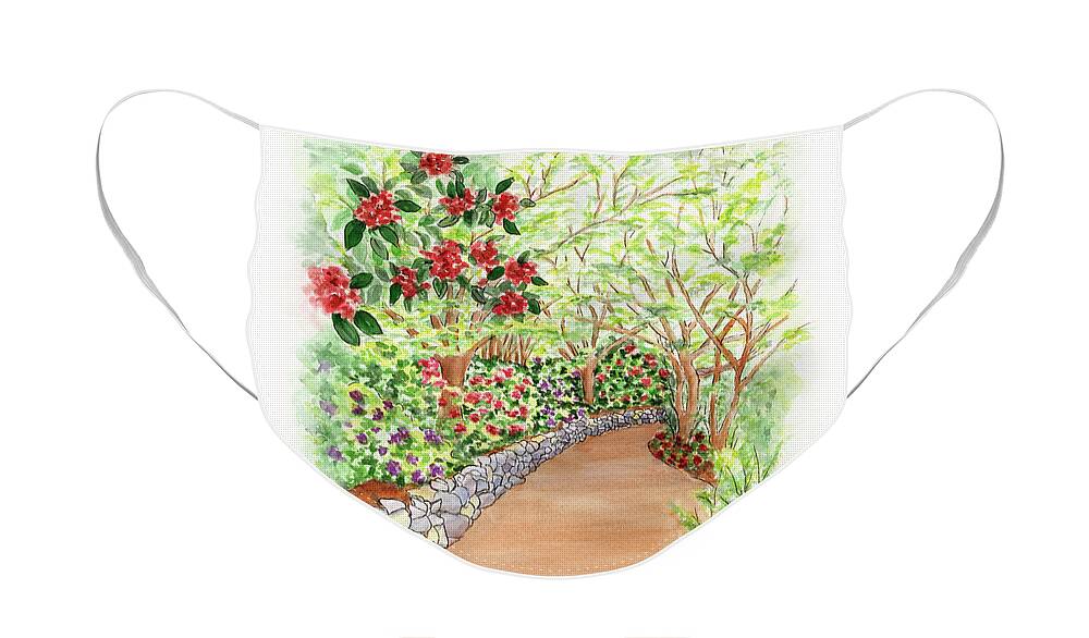 Lithia Park Face Mask featuring the painting Spring Rhodies by Lori Taylor