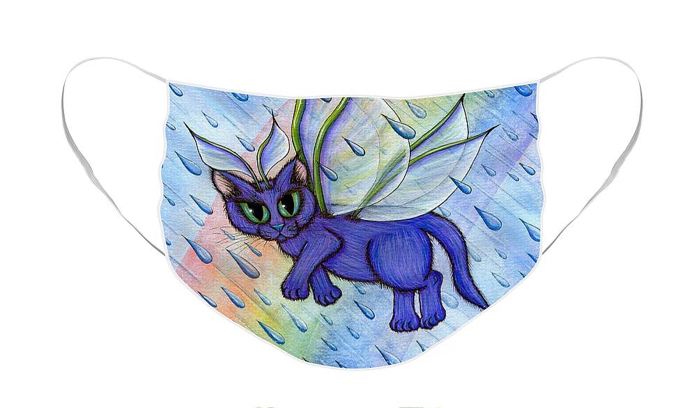 Spring Face Mask featuring the painting Spring Showers Fairy Cat by Carrie Hawks