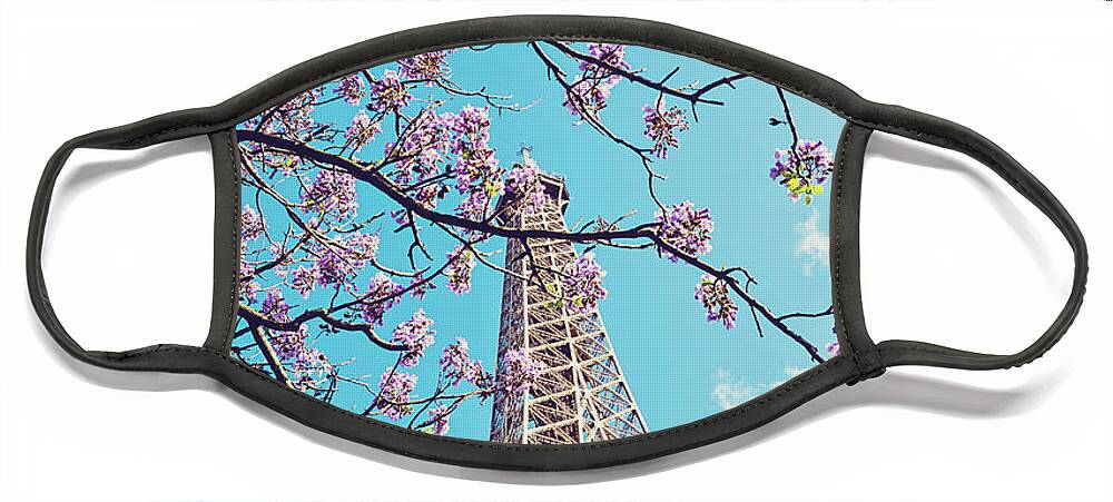 Paris Photography Face Mask featuring the photograph Springtime in Paris - Eiffel Tower Photograph by Melanie Alexandra Price