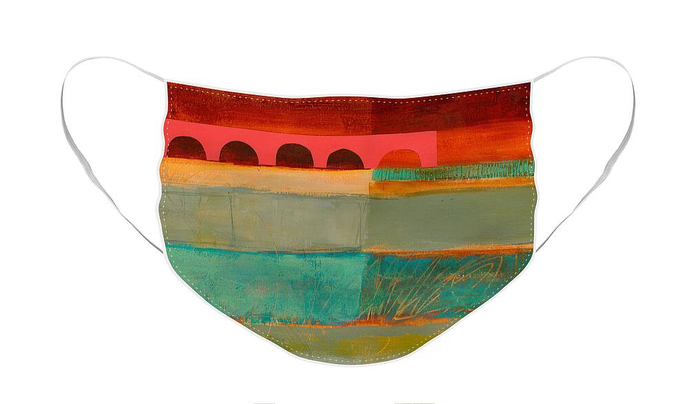 Abstract Art Face Mask featuring the painting Square Stripes by Jane Davies