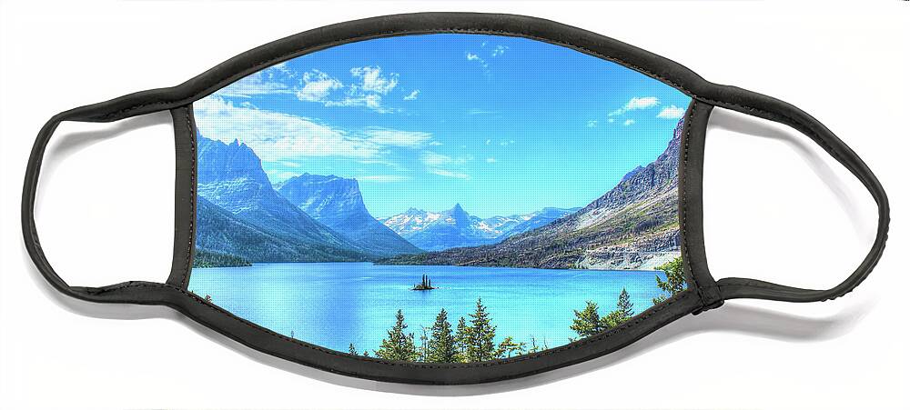 St Mary Lake Face Mask featuring the photograph St Mary Lake by Lorraine Baum