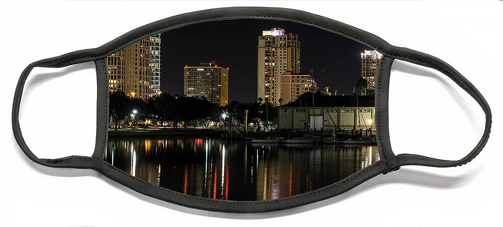 Art Face Mask featuring the photograph St. Pete at Night by Phil Spitze
