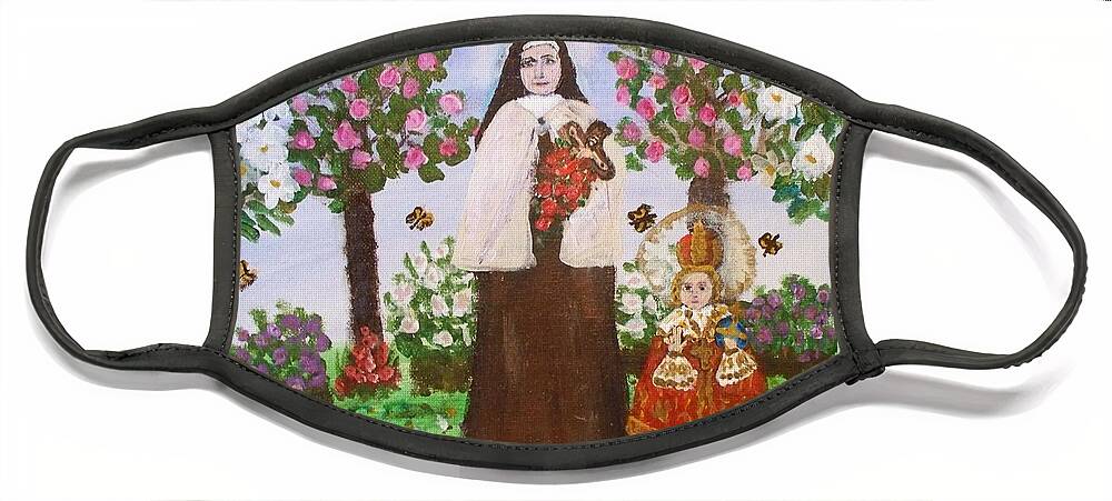 St. Therese And The Infant Jesus Face Mask featuring the painting St. Therese and The Infant Jesus by Seaux-N-Seau Soileau
